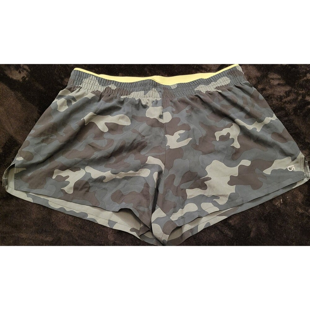 Womenโs Gap Fit Lined Camo Athletic Shorts Large Elastic Waist Band Workout